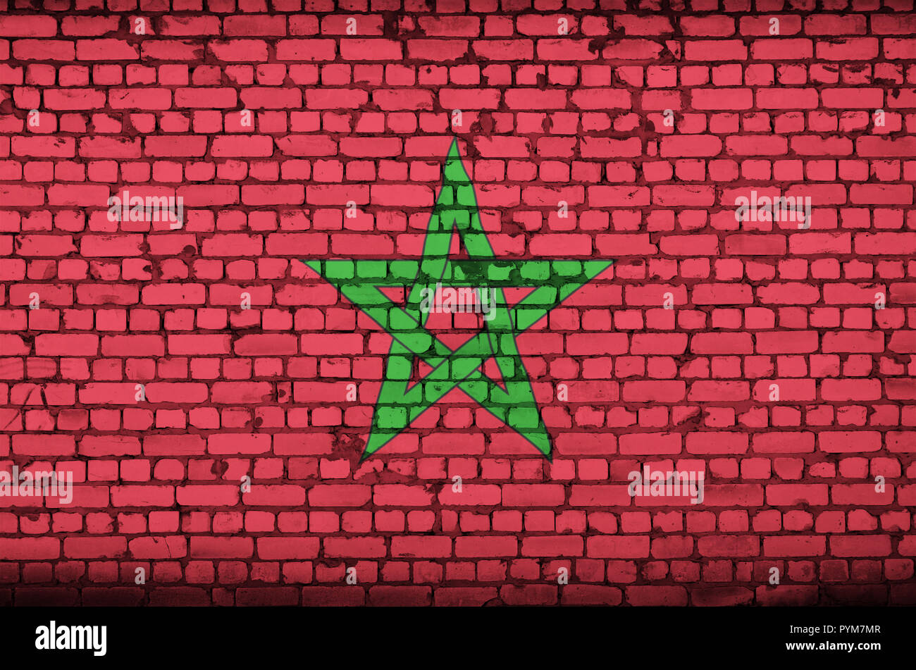 Morocco flag is painted onto an old brick wall Stock Photo - Alamy