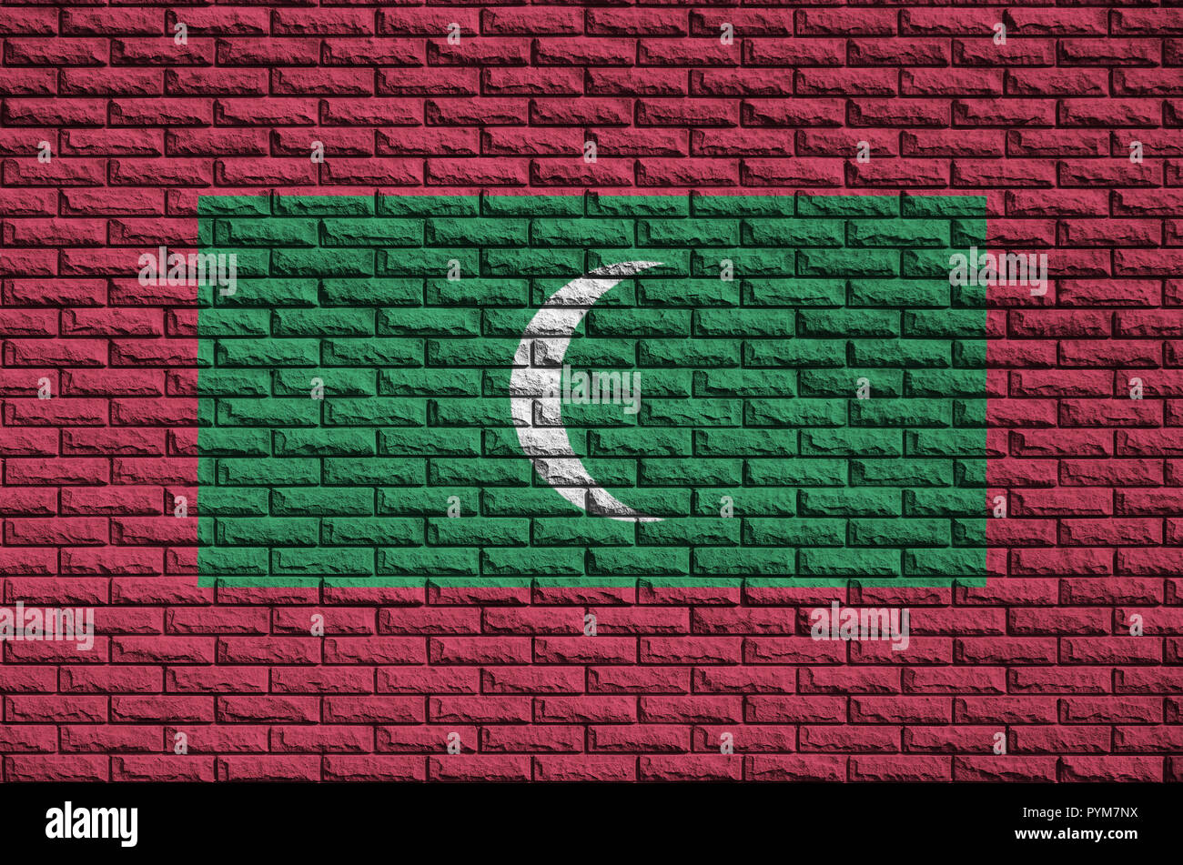 Maldives flag is painted onto an old brick wall Stock Photo - Alamy