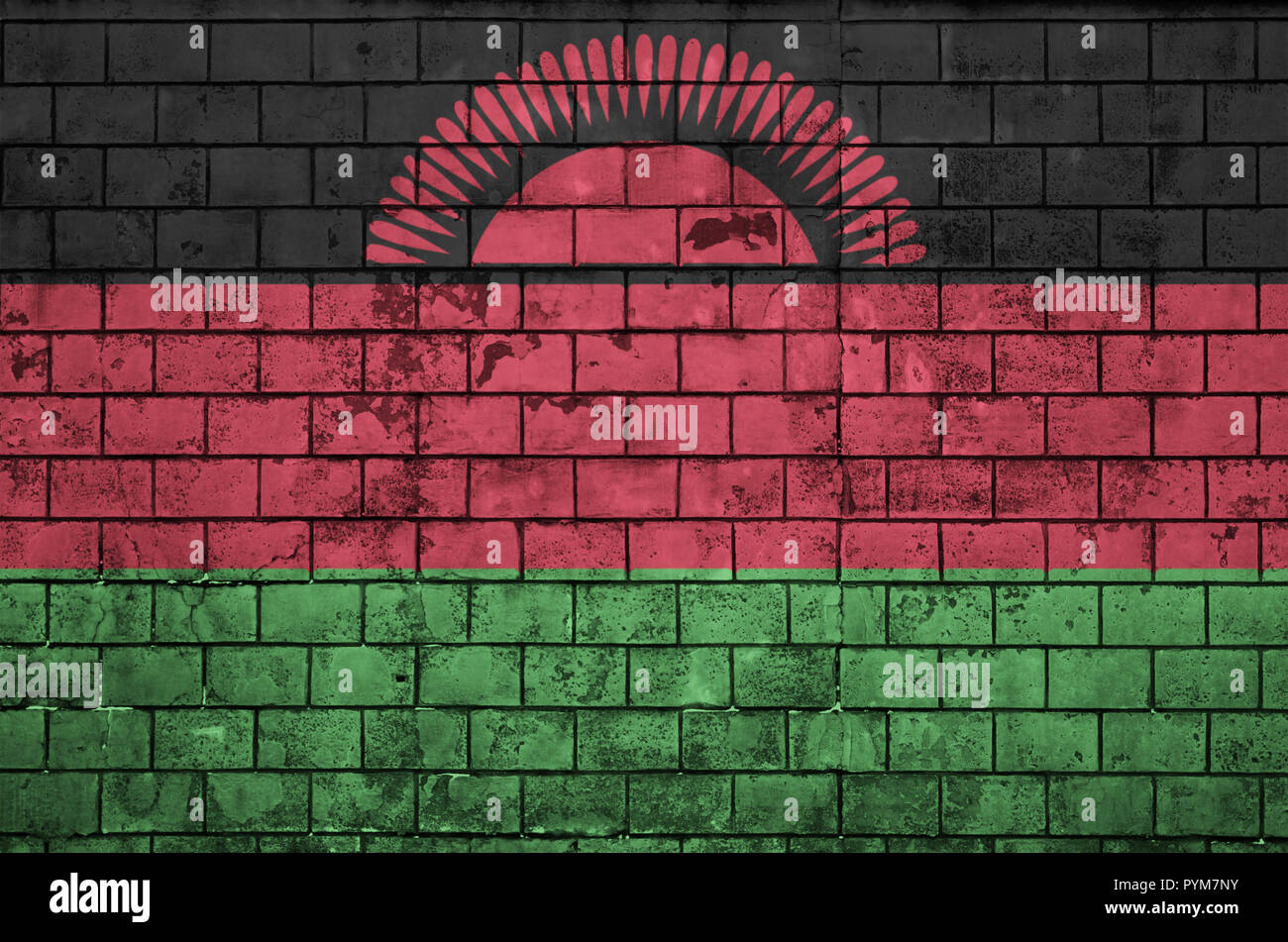 Malawi flag is painted onto an old brick wall Stock Photo - Alamy