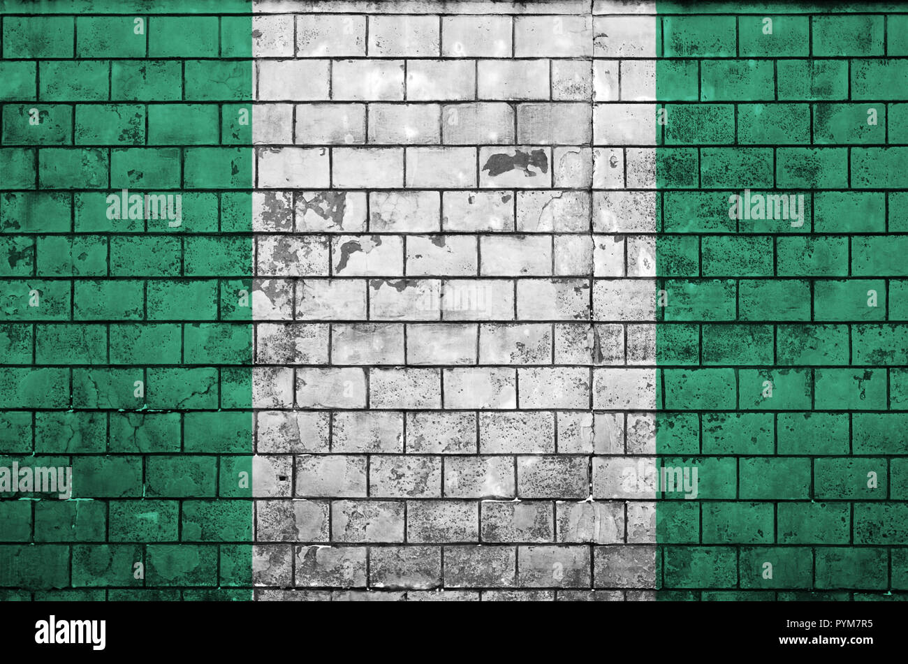 Nigeria flag is painted onto an old brick wall Stock Photo - Alamy