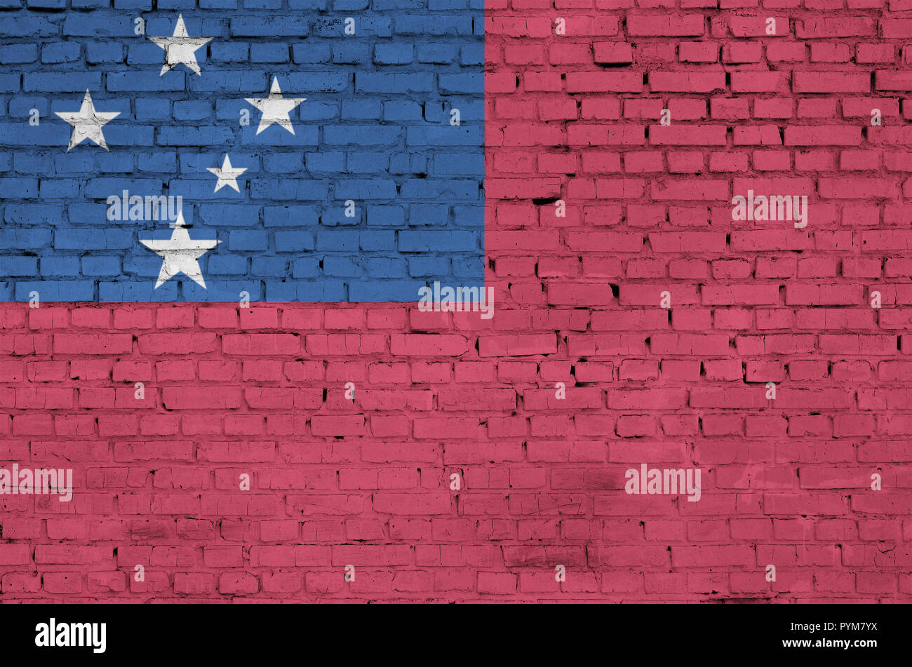 Samoa flag is painted onto an old brick wall Stock Photo - Alamy
