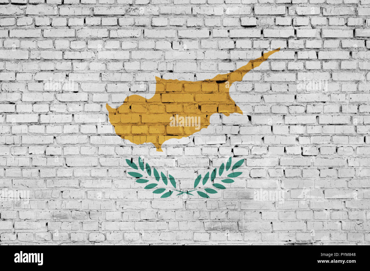 Cyprus flag is painted onto an old brick wall Stock Photo - Alamy
