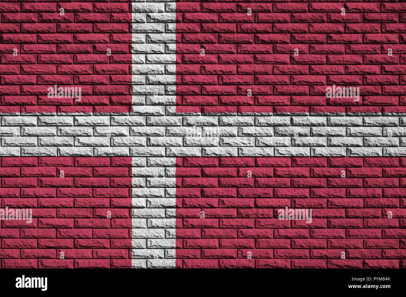 Denmark flag is painted onto an old brick wall Stock Photo - Alamy