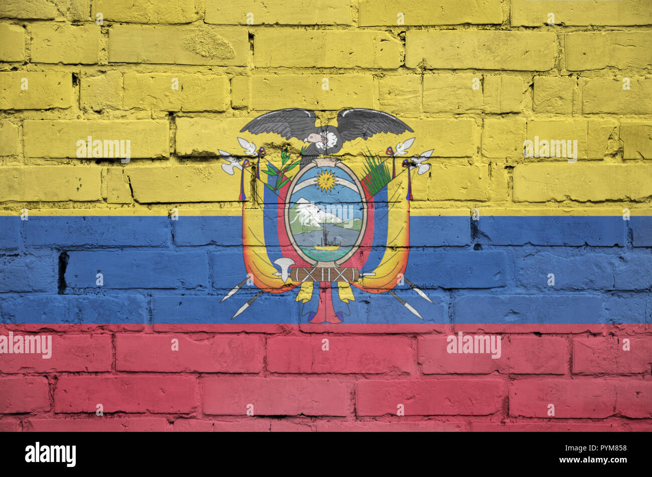 Ecuador flag is painted onto an old brick wall Stock Photo - Alamy
