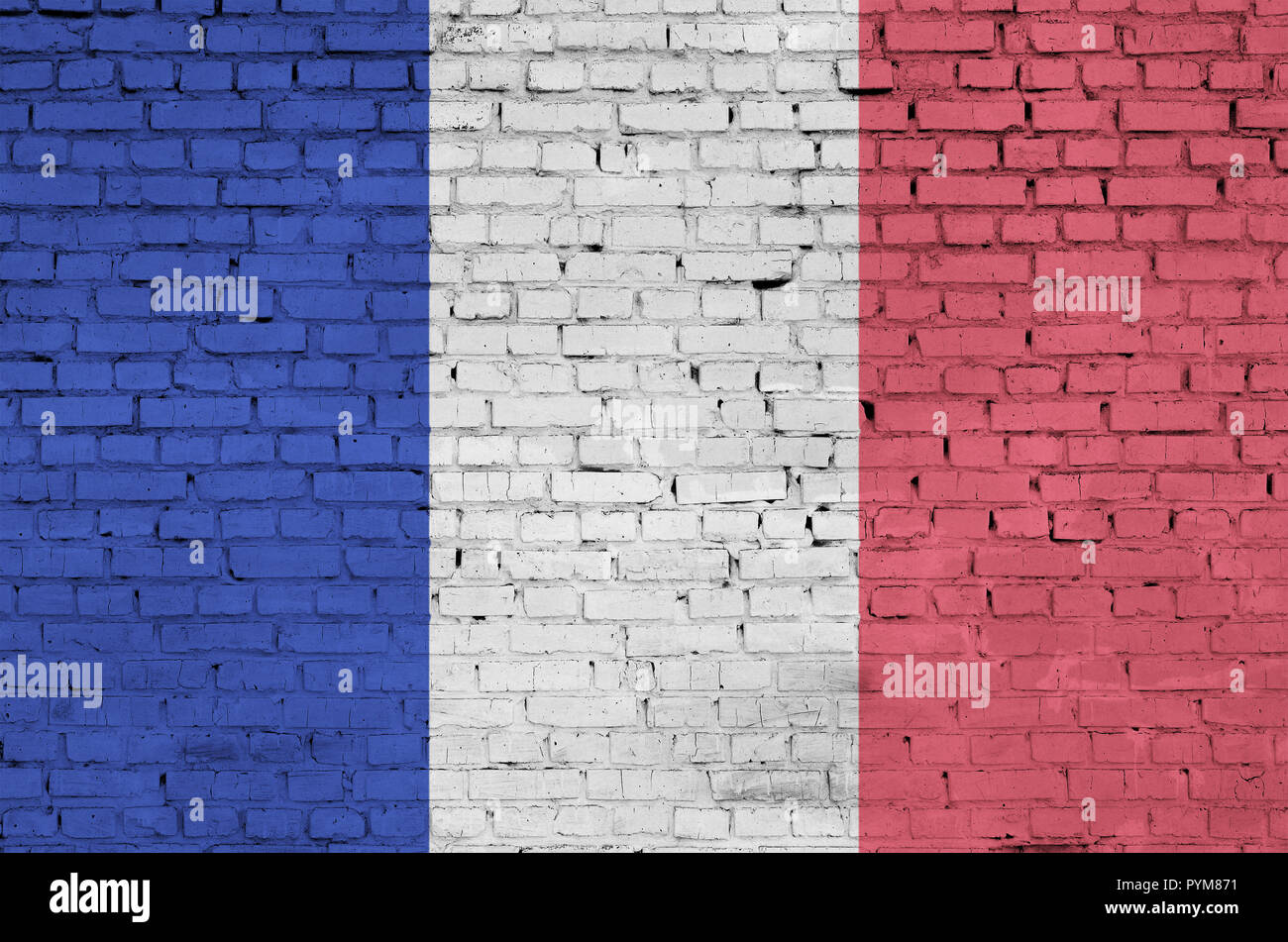 France flag is painted onto an old brick wall Stock Photo - Alamy