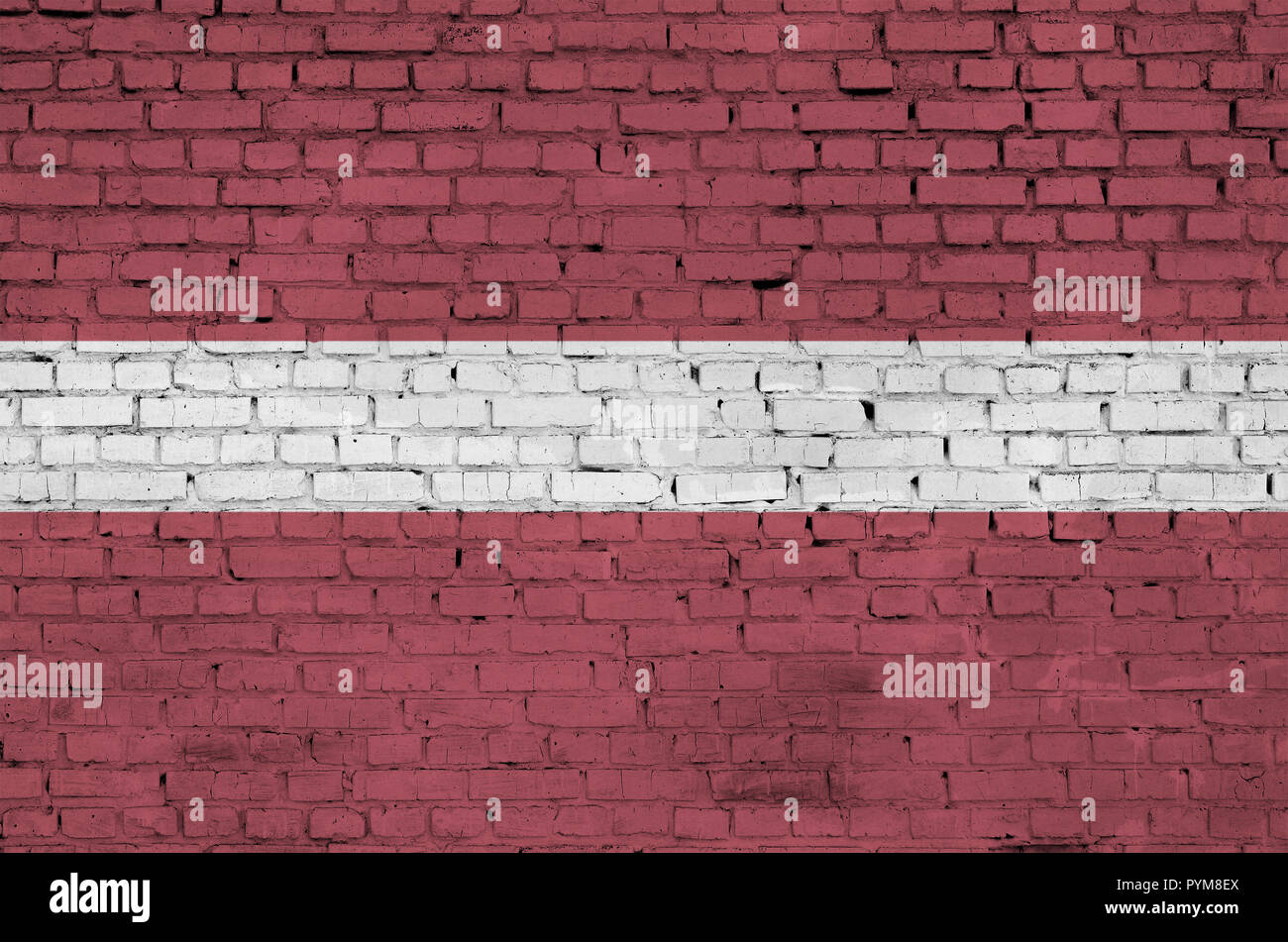 Latvia flag is painted onto an old brick wall Stock Photo - Alamy