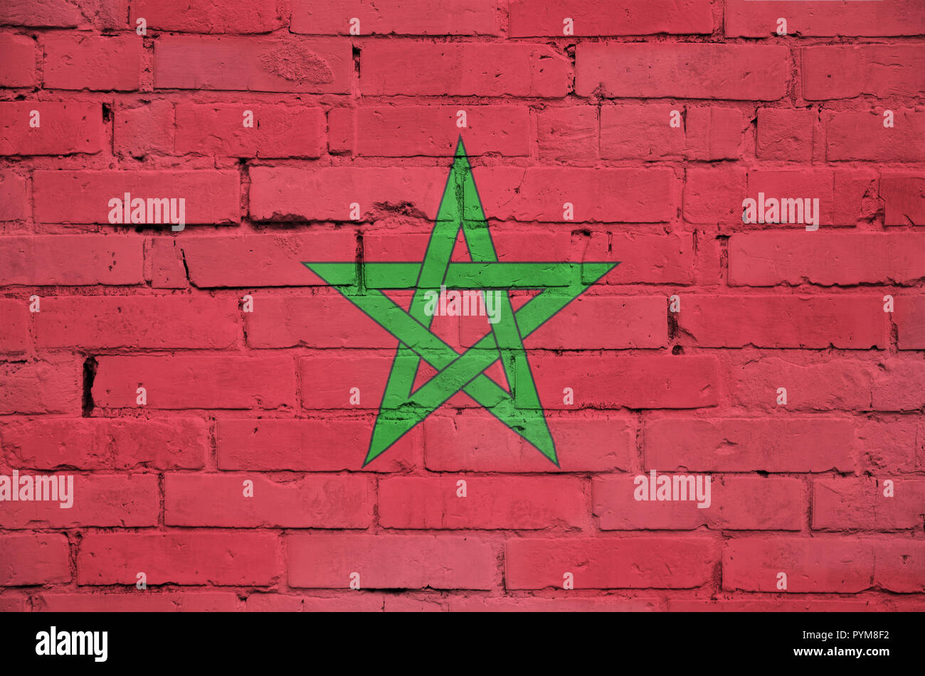 Morocco flag is painted onto an old brick wall Stock Photo - Alamy