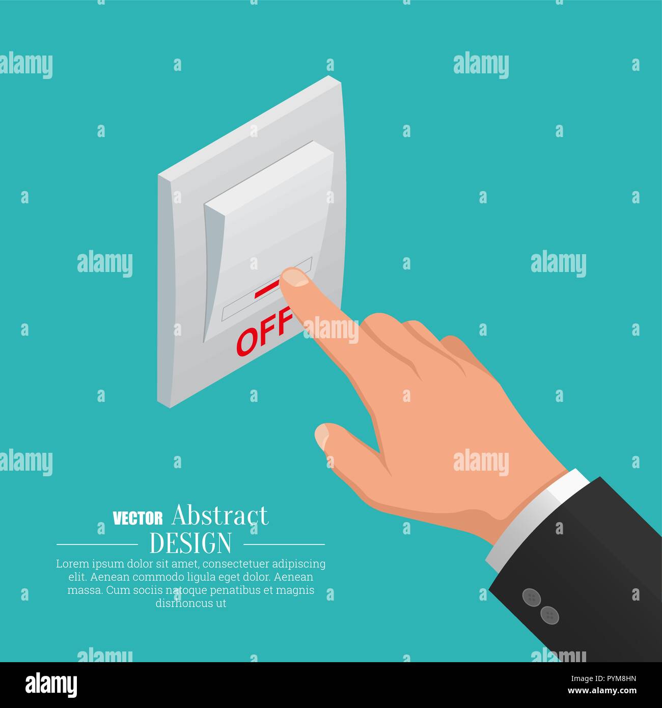 Isometric icon of electrical light wall switch in the off mode. Toggle ...