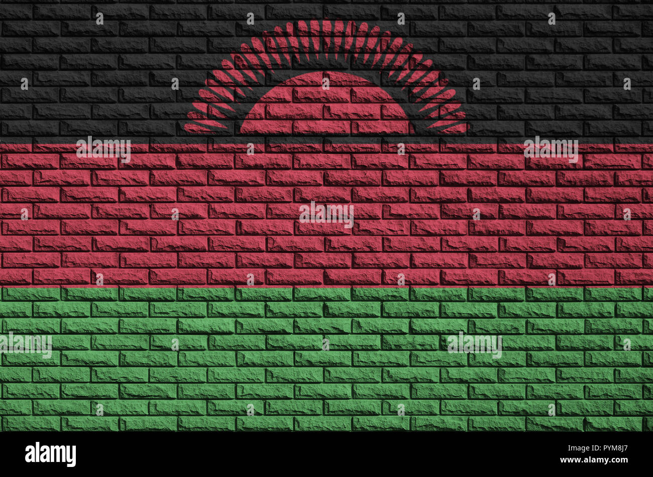 Malawi flag is painted onto an old brick wall Stock Photo - Alamy