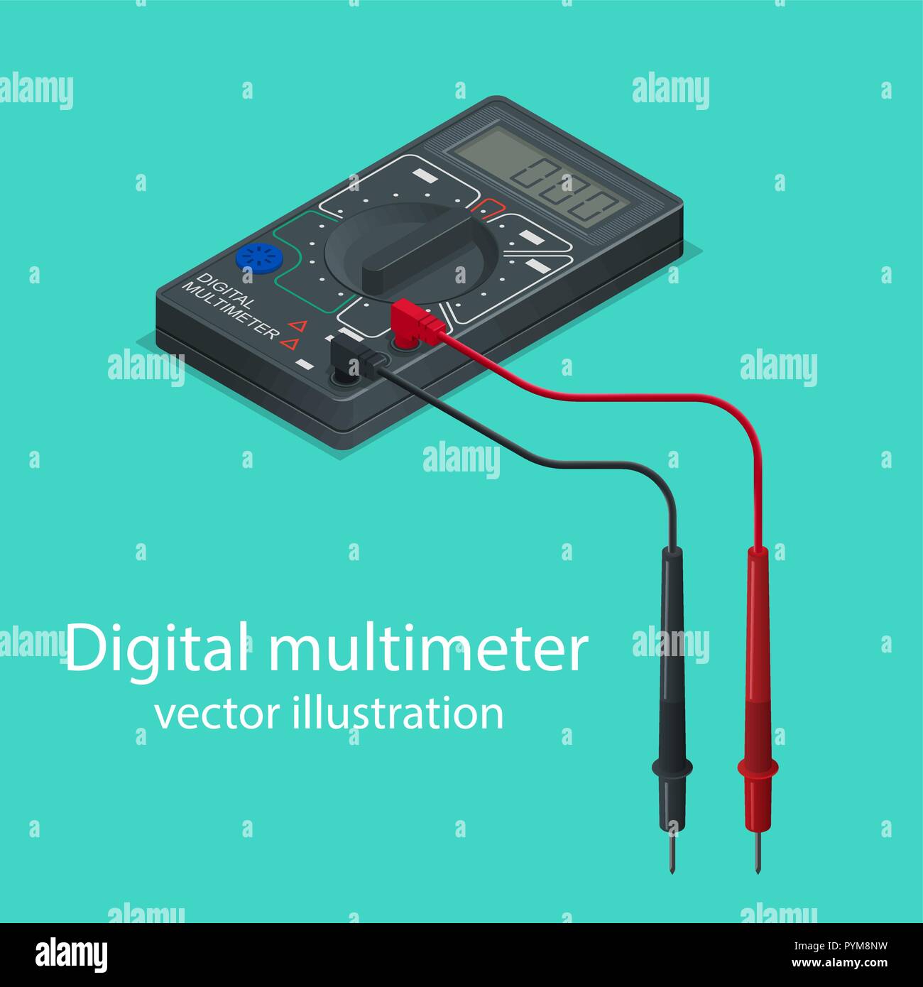 Digital multimeter. The measuring device in isometric style. Realistic