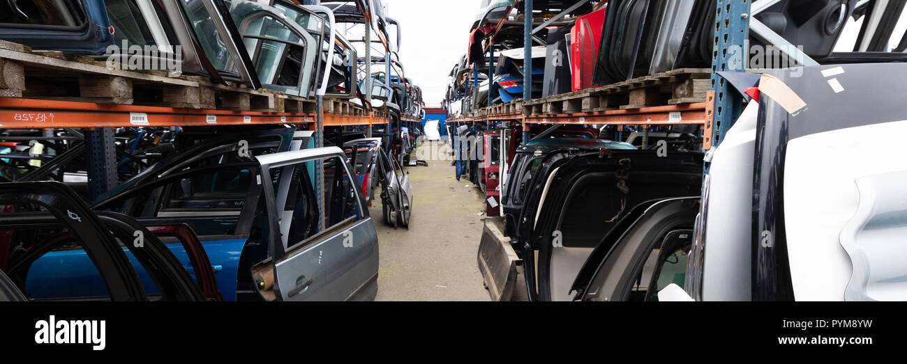 Racks with auto parts Stock Photo Alamy