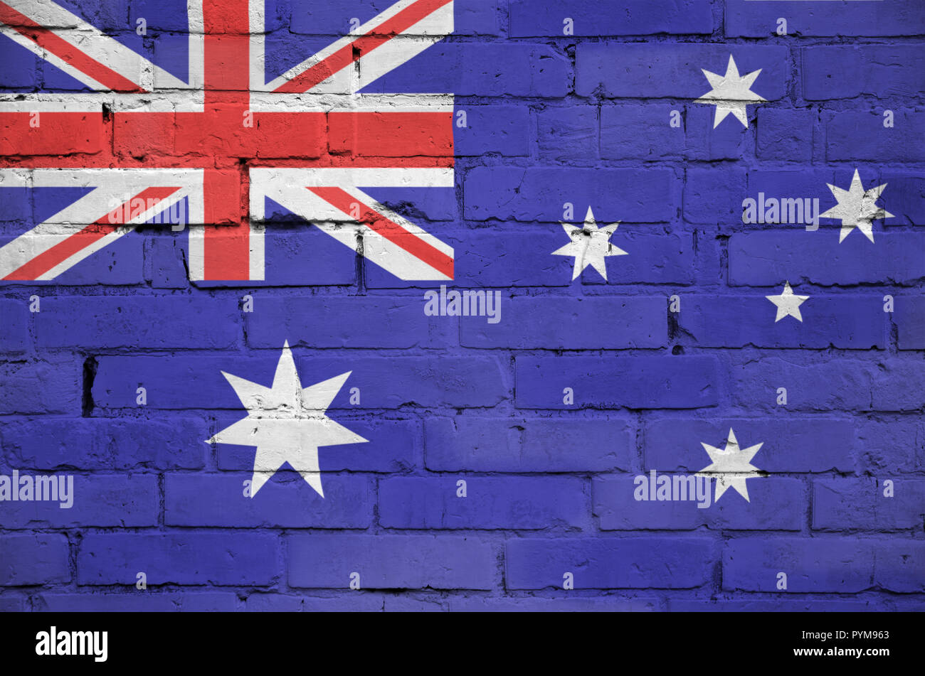Australia flag is painted onto an old brick wall Stock Photo - Alamy
