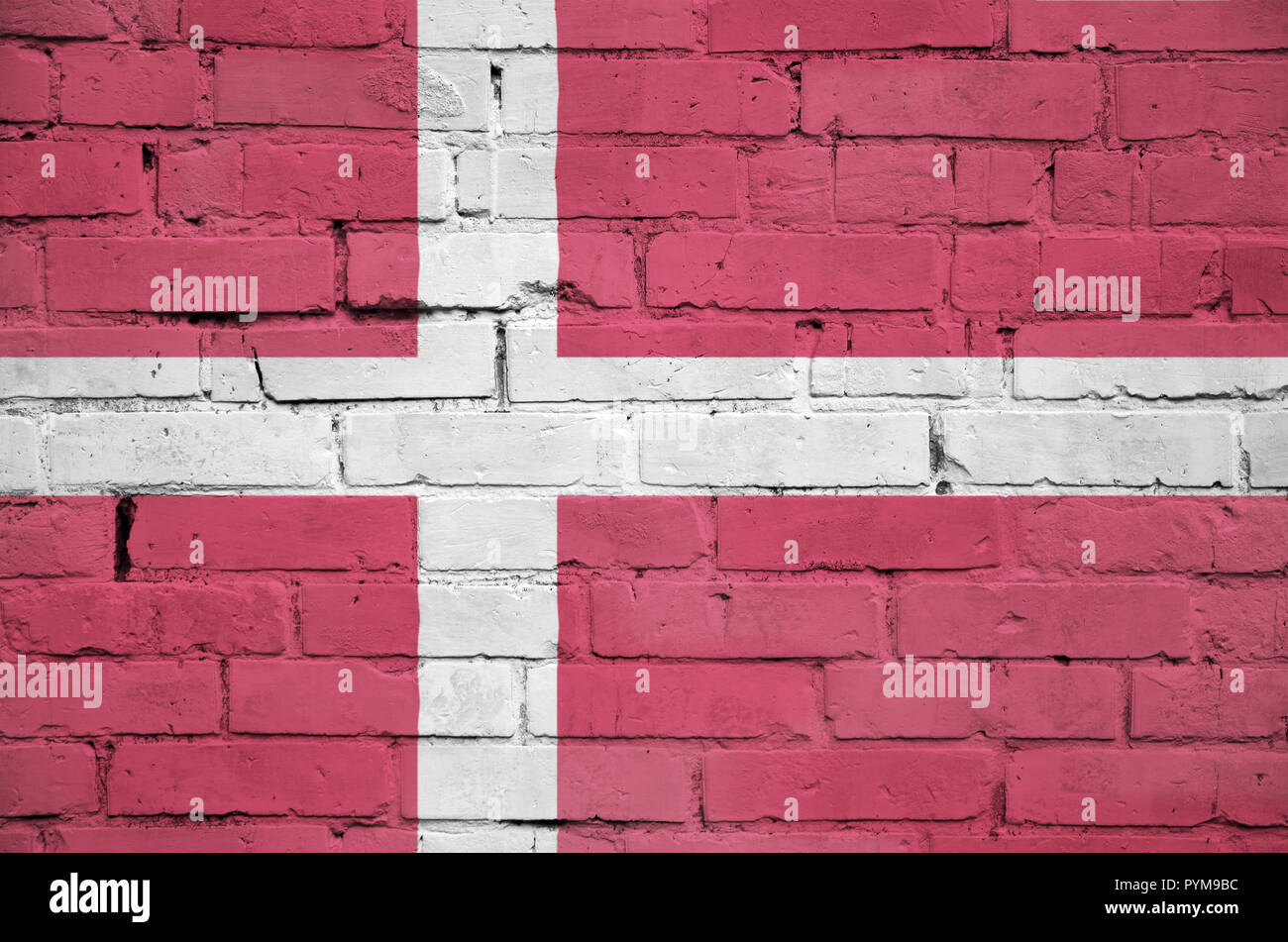 Denmark flag is painted onto an old brick wall Stock Photo - Alamy