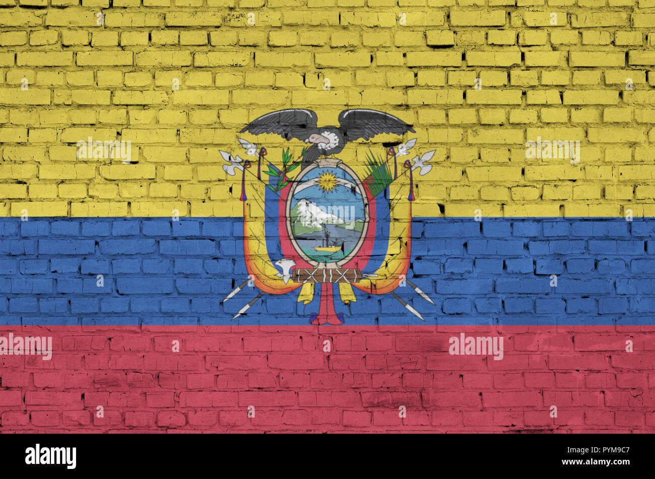 Ecuador flag is painted onto an old brick wall Stock Photo - Alamy