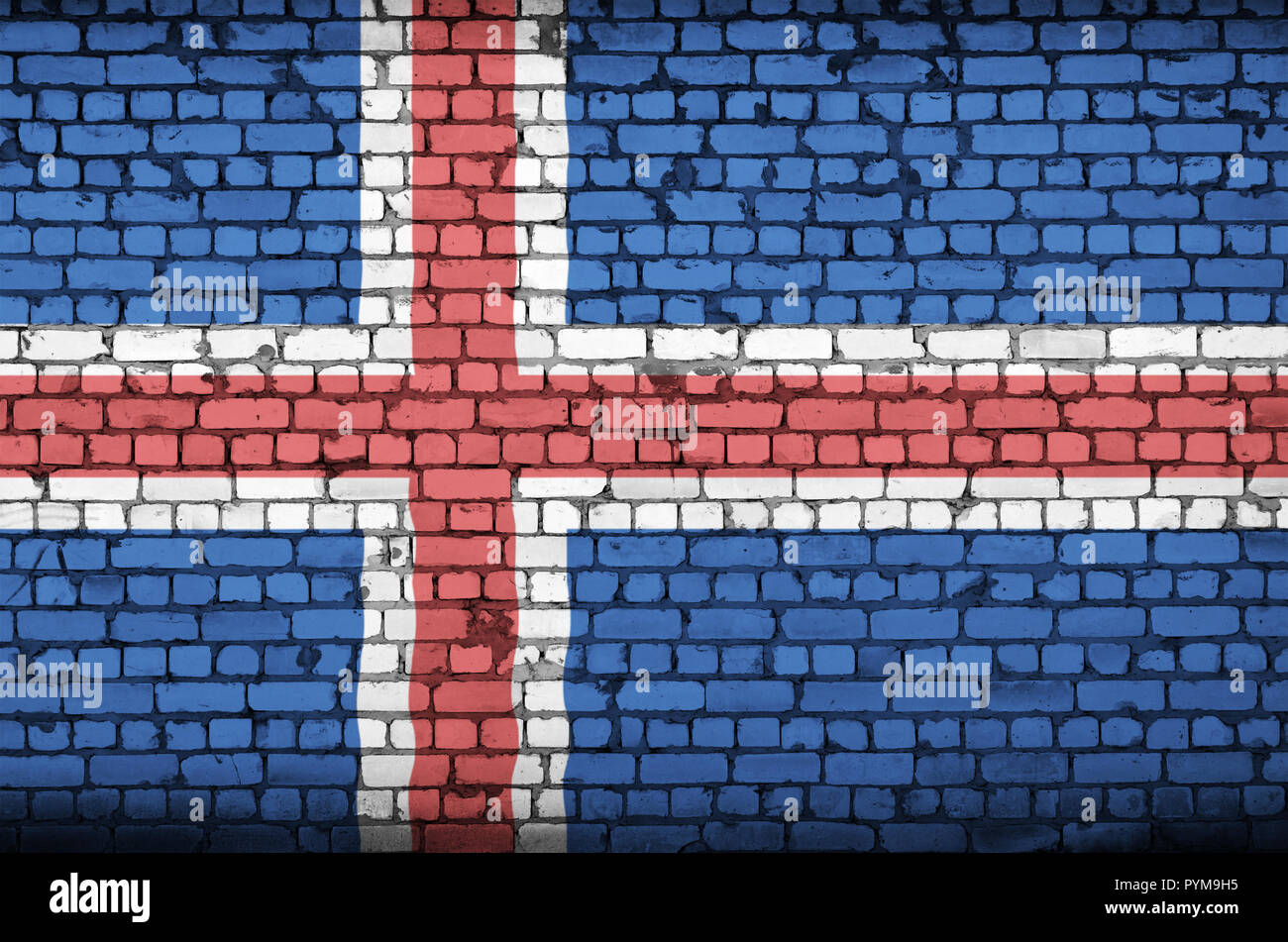 Iceland flag is painted onto an old brick wall Stock Photo - Alamy