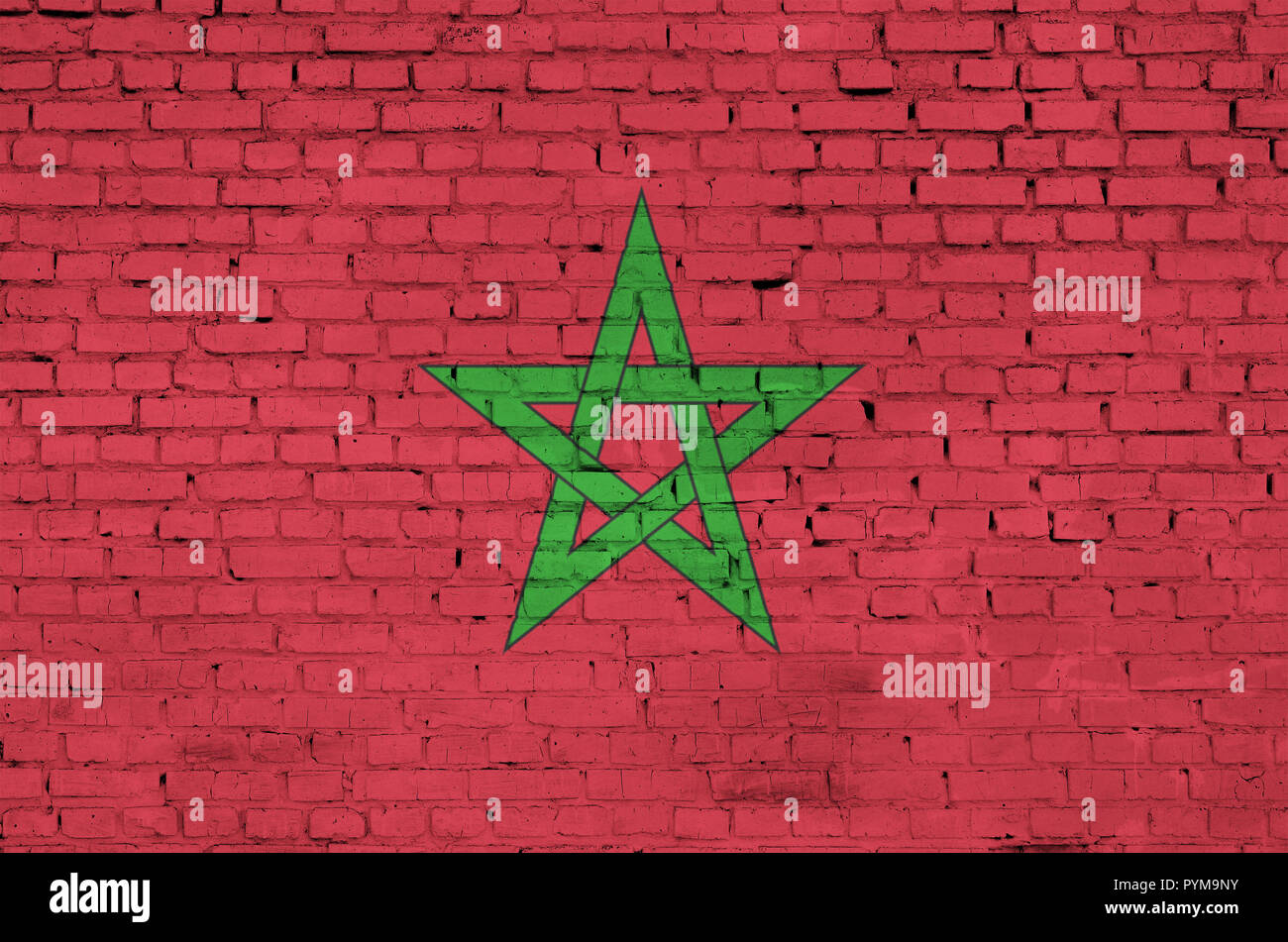Morocco flag is painted onto an old brick wall Stock Photo - Alamy