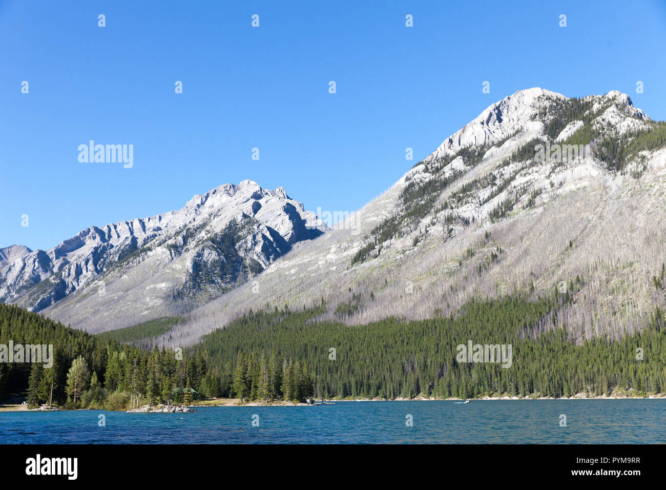 Lake Minnewanka in the Canadian Rocky Mountains, Alberta, Canada Stock Photo