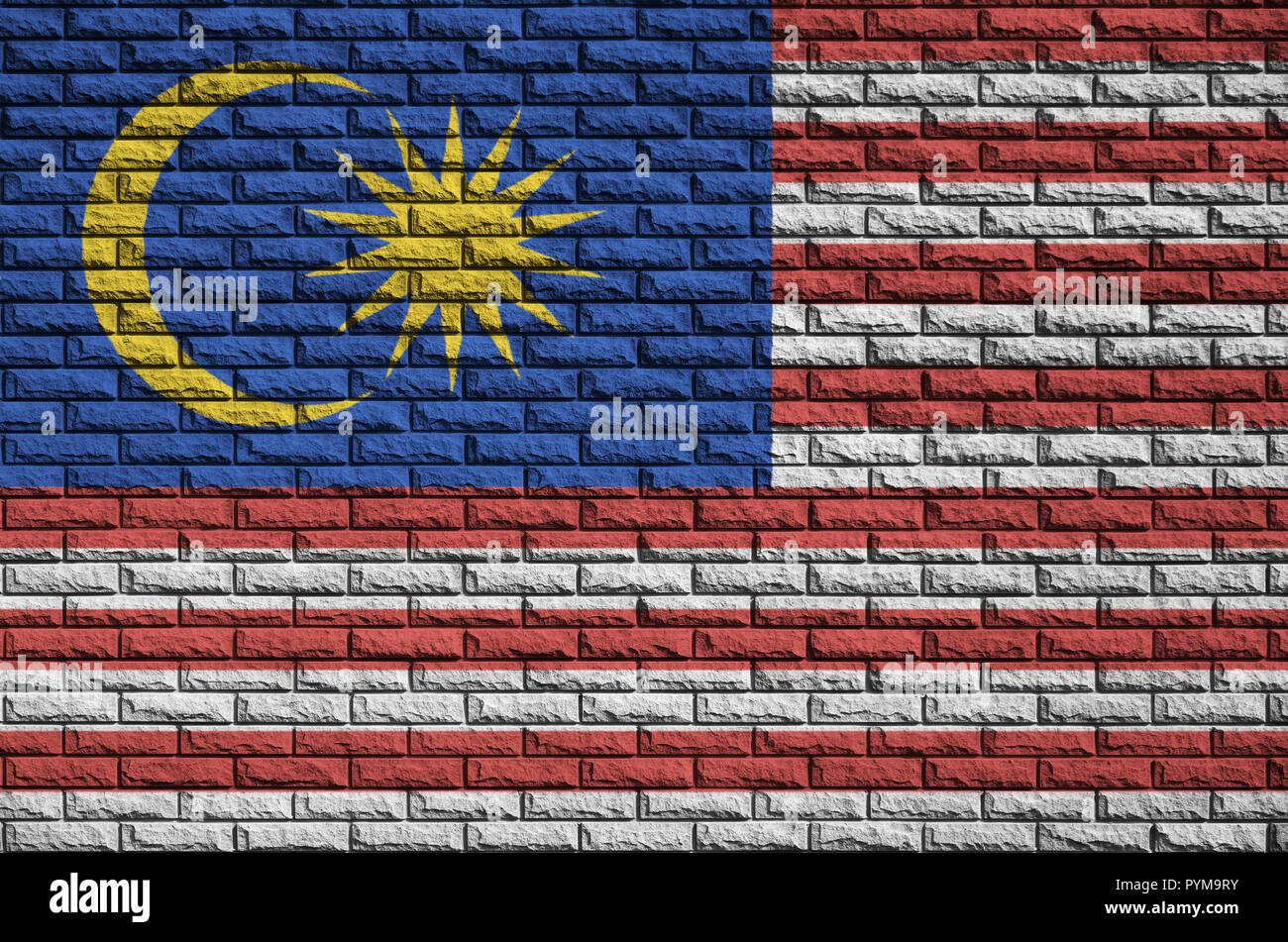 Malaysia flag is painted onto an old brick wall Stock Photo - Alamy