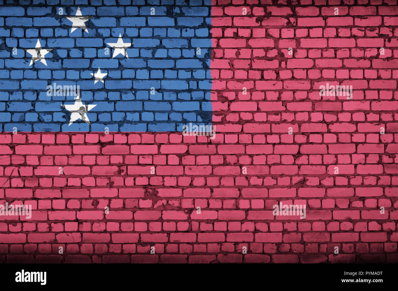 Samoa flag is painted onto an old brick wall Stock Photo - Alamy