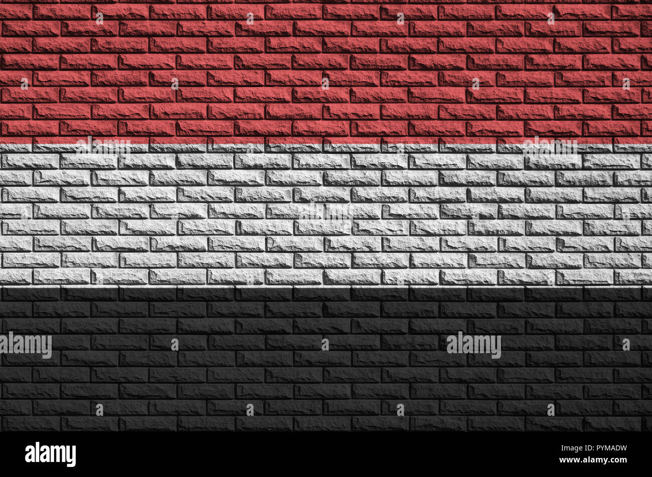 Yemen flag is painted onto an old brick wall Stock Photo - Alamy