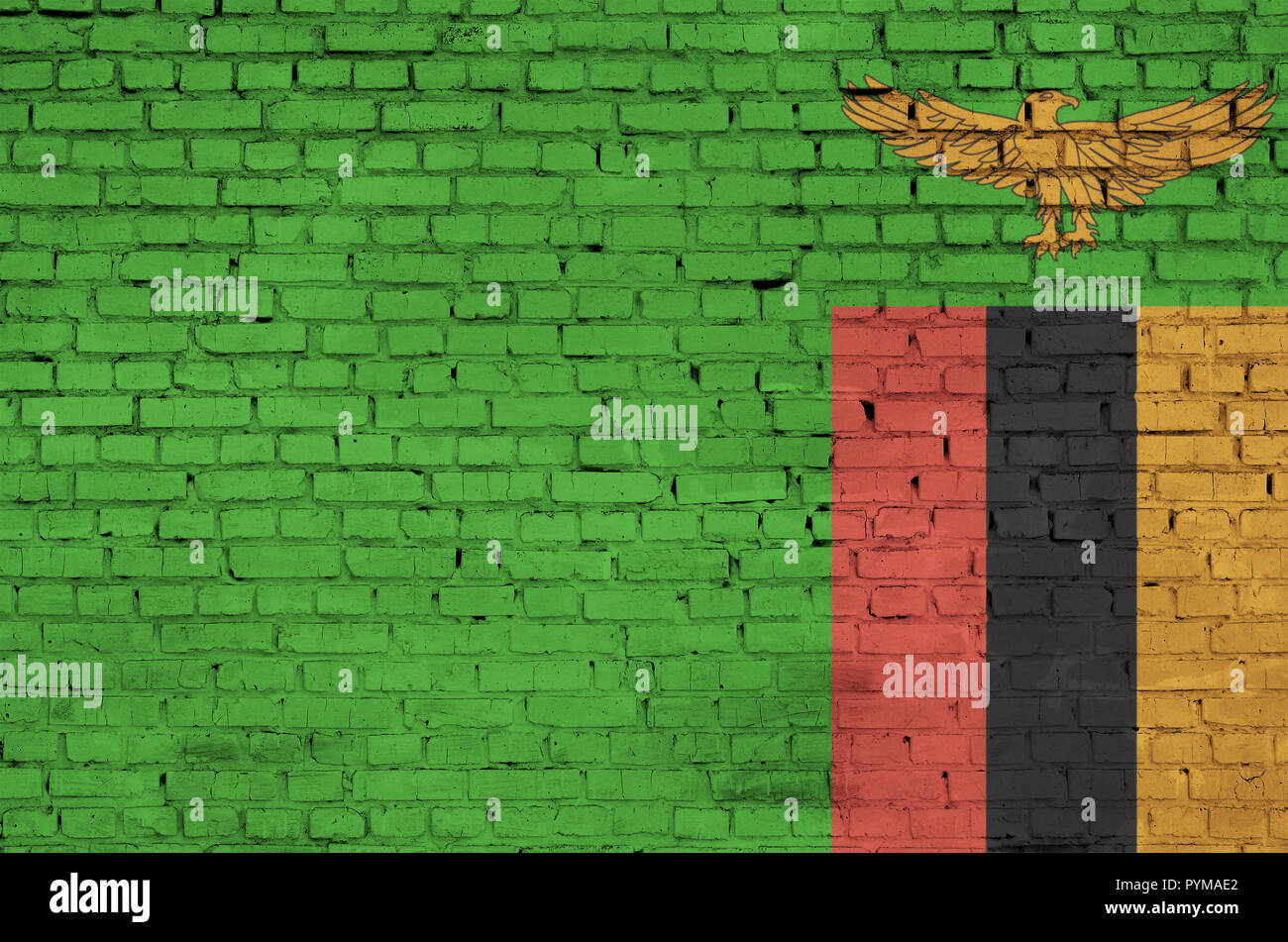 Zambia flag is painted onto an old brick wall Stock Photo - Alamy