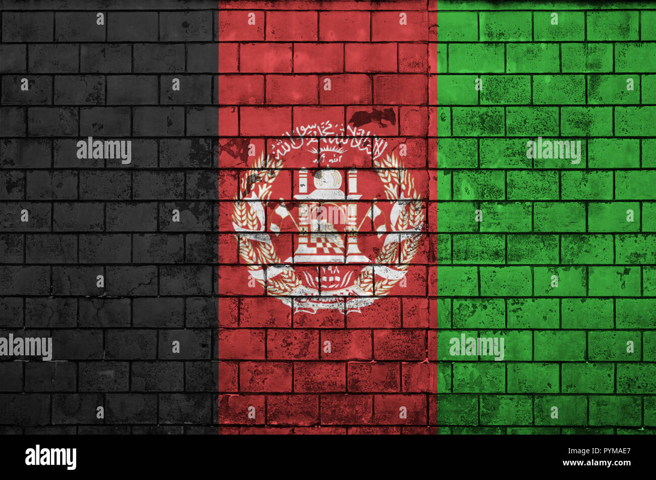Afghanistan flag is painted onto an old brick wall Stock Photo - Alamy