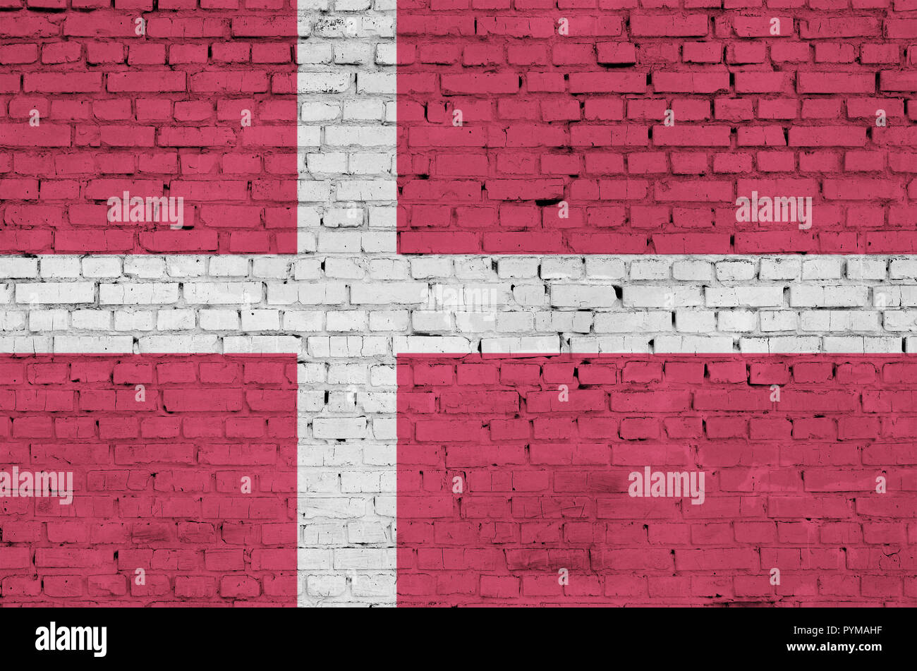 Denmark flag is painted onto an old brick wall Stock Photo - Alamy