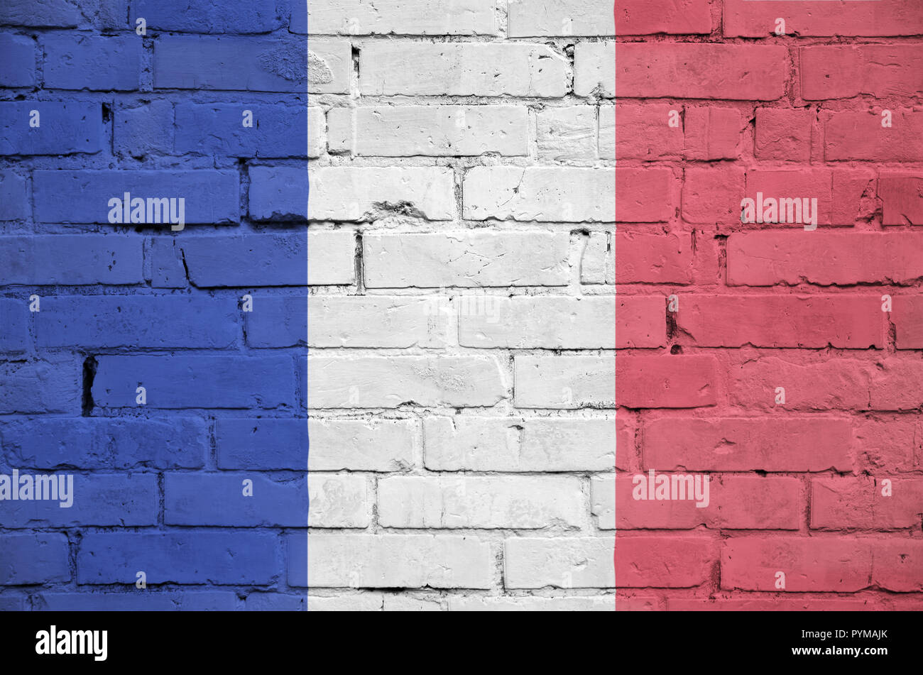 France flag is painted onto an old brick wall Stock Photo - Alamy