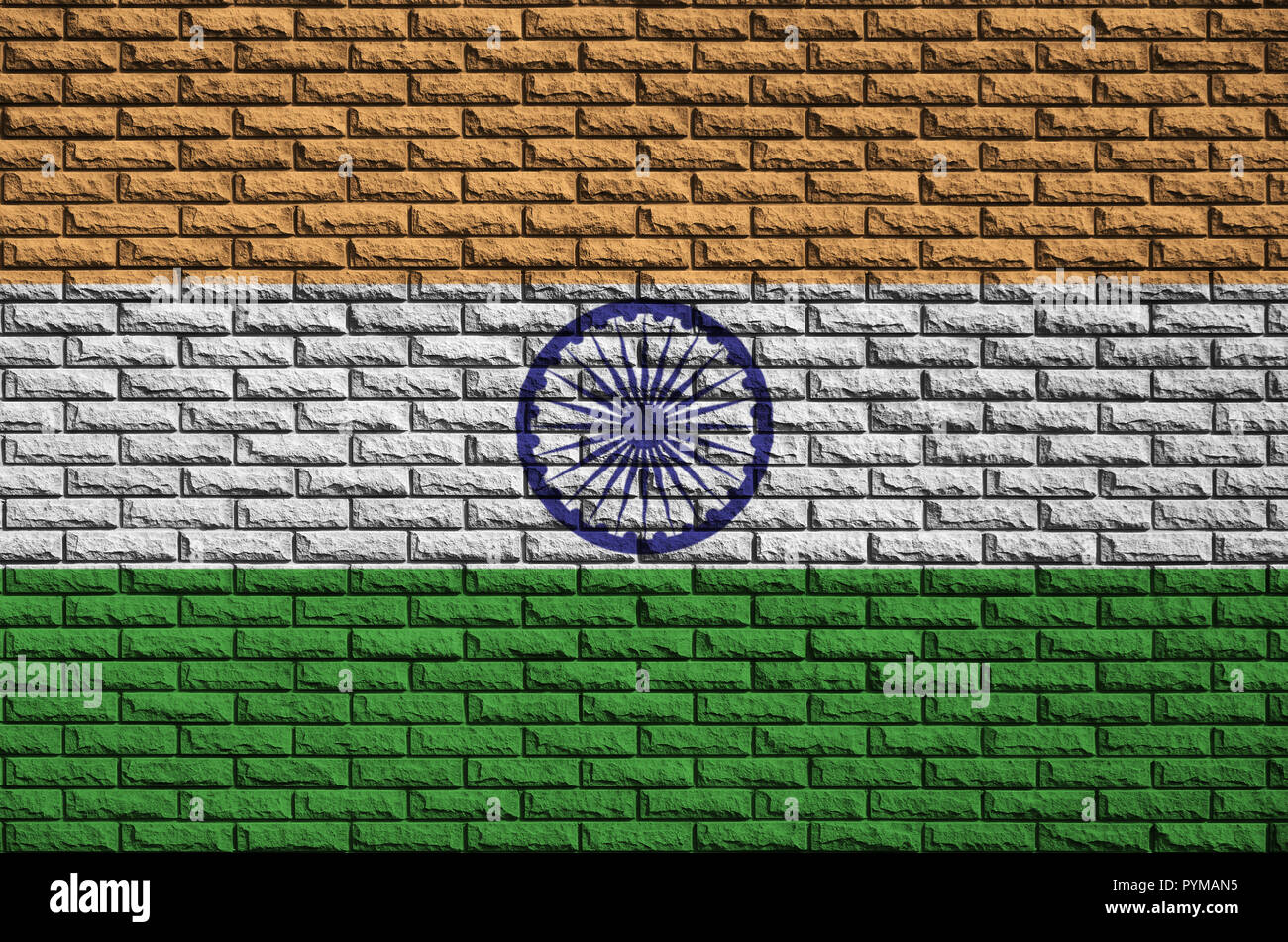 India flag is painted onto an old brick wall Stock Photo - Alamy