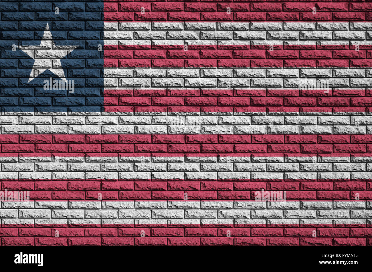 Liberia flag is painted onto an old brick wall Stock Photo - Alamy