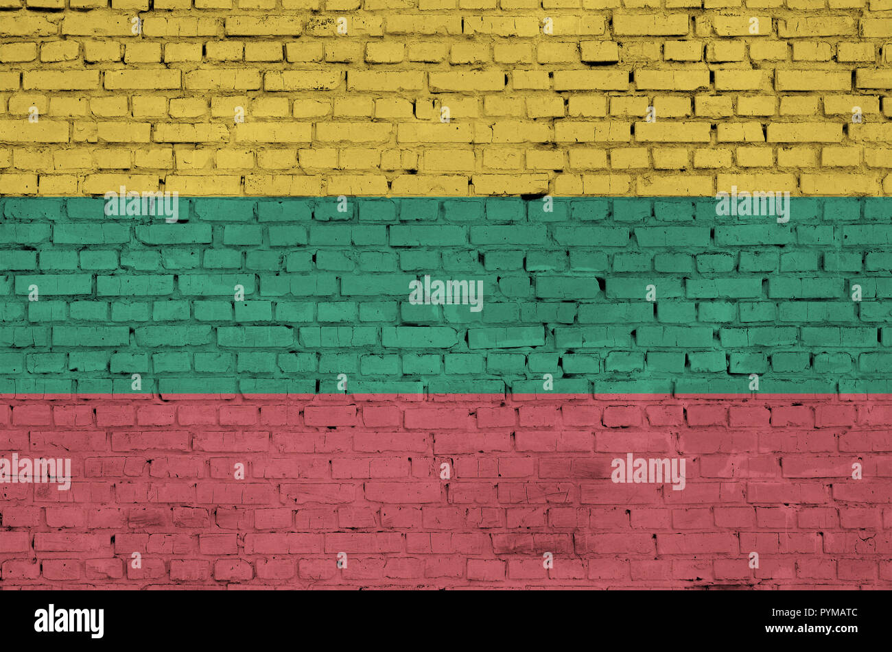 Lithuania flag is painted onto an old brick wall Stock Photo - Alamy