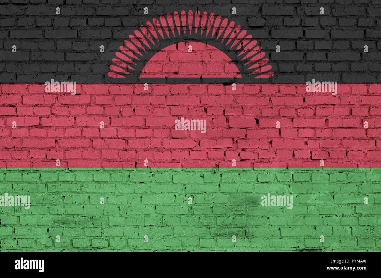 Malawi flag is painted onto an old brick wall Stock Photo - Alamy