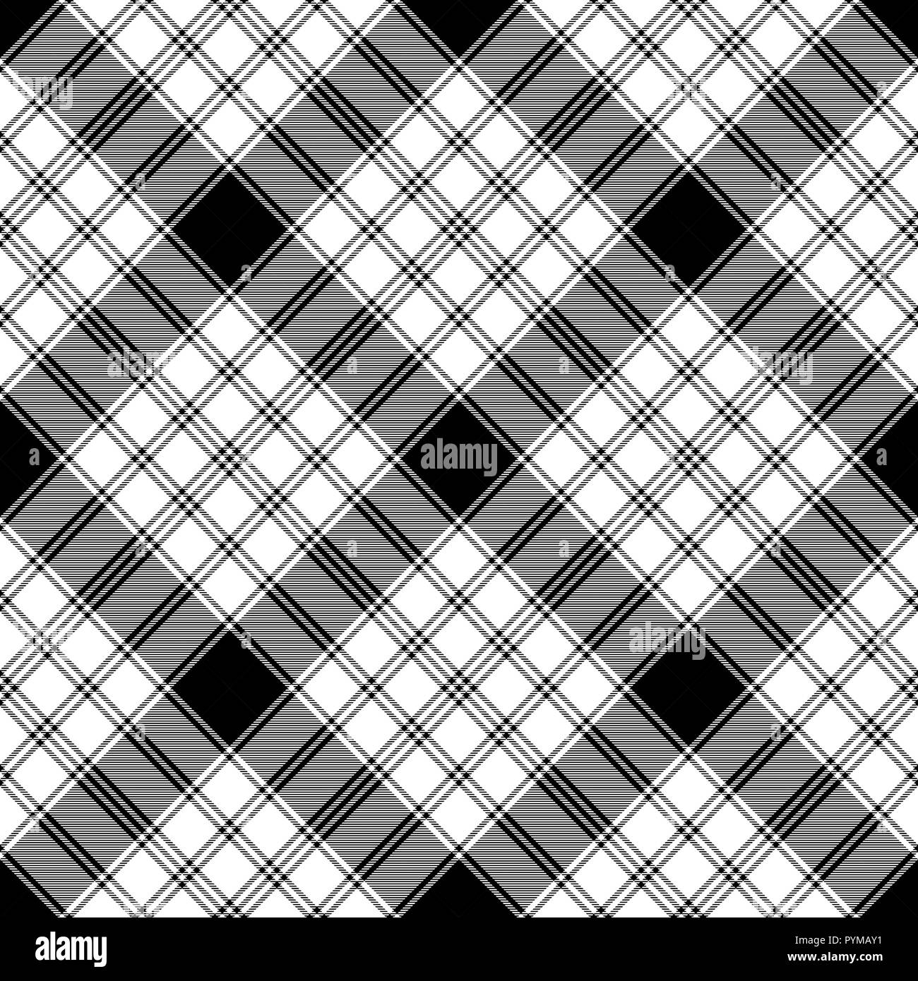 Black and white check diagonal texture plaid seamless pattern. Vector ...