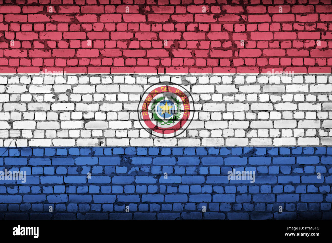 Paraguay flag is painted onto an old brick wall Stock Photo - Alamy