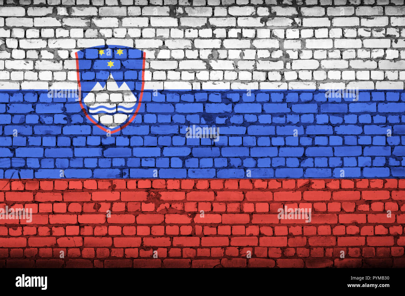 Slovenia flag is painted onto an old brick wall Stock Photo - Alamy