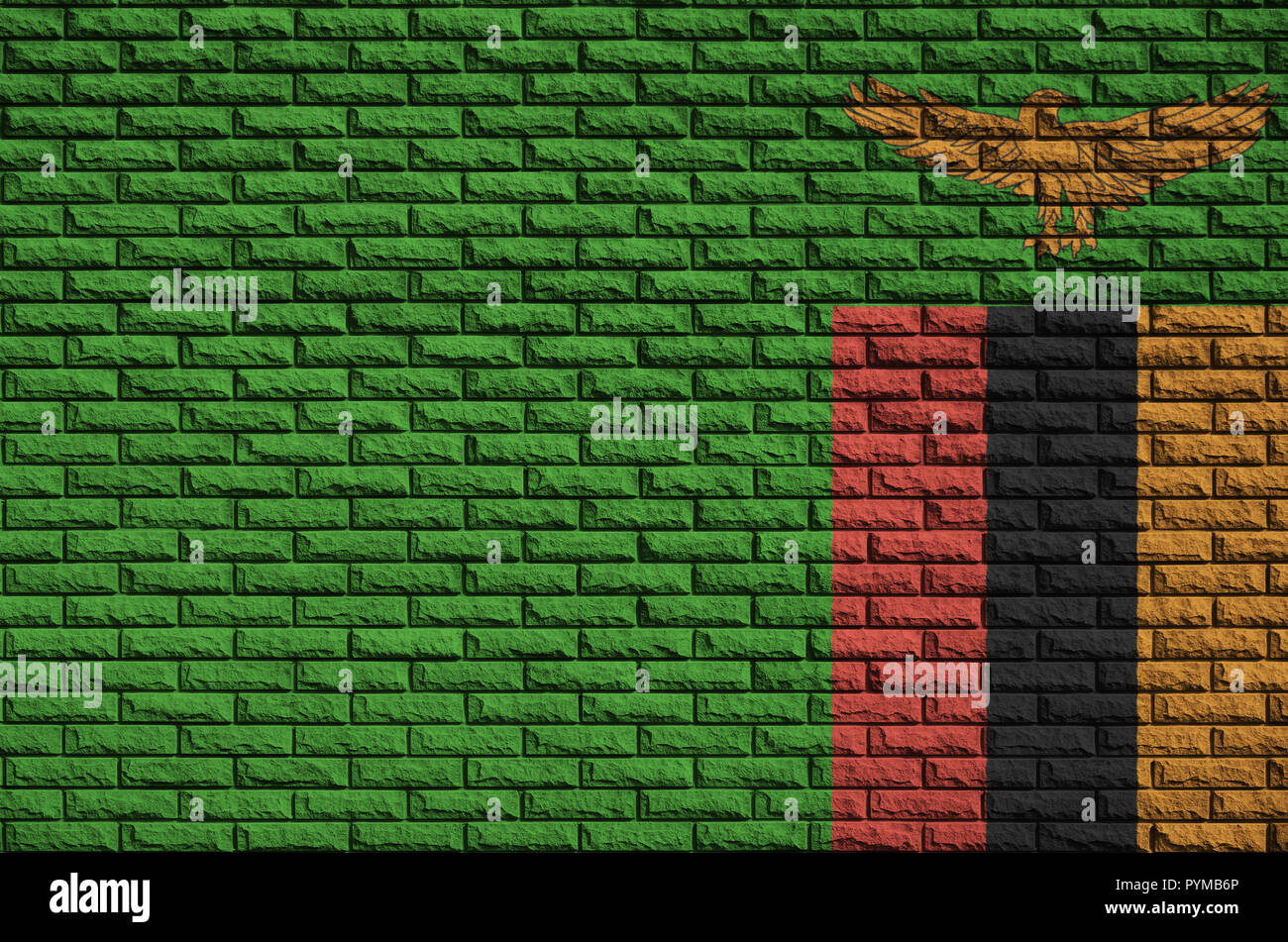Zambia flag is painted onto an old brick wall Stock Photo - Alamy