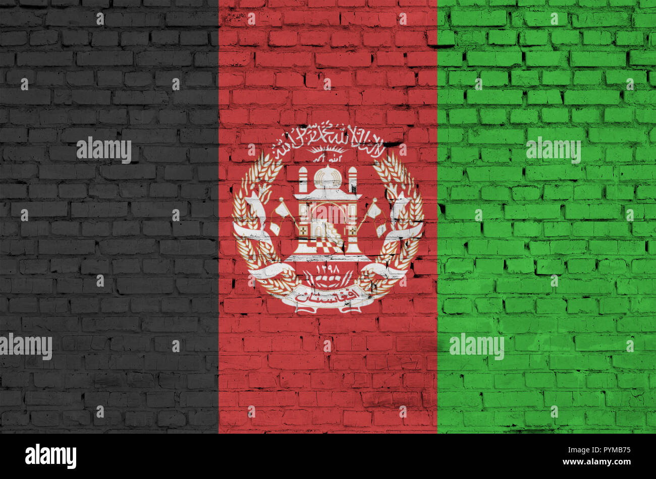 Afghanistan flag is painted onto an old brick wall Stock Photo - Alamy