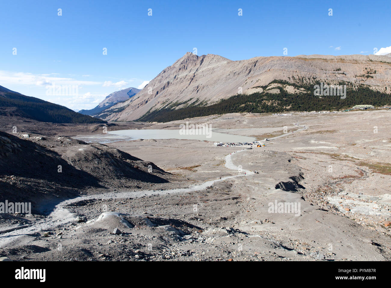 Melt water stream from the Athabasca Glacier, Alberta, Canada Stock Photo