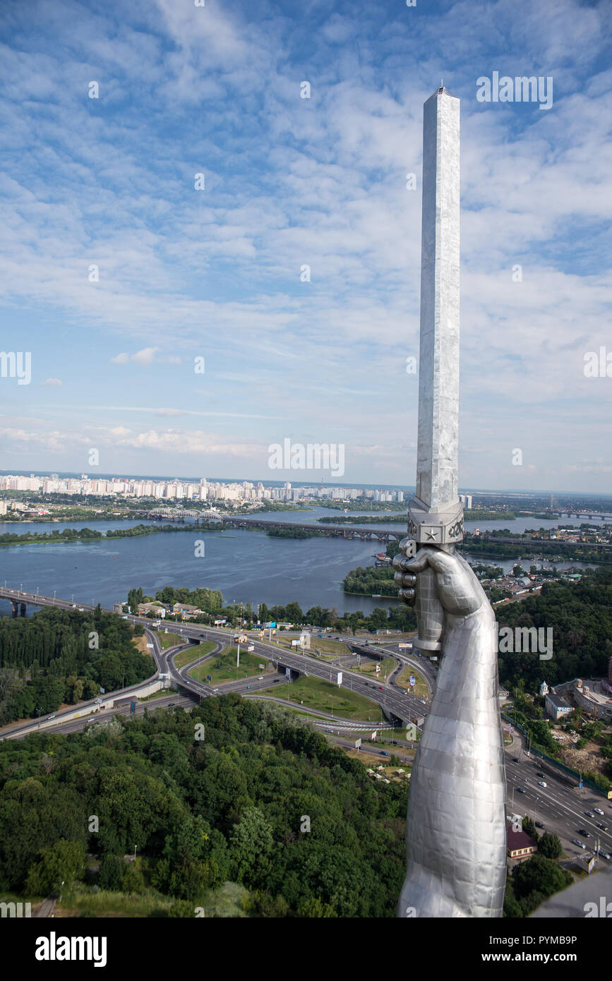 view from the Mother Motherland  in Kiev Stock Photo