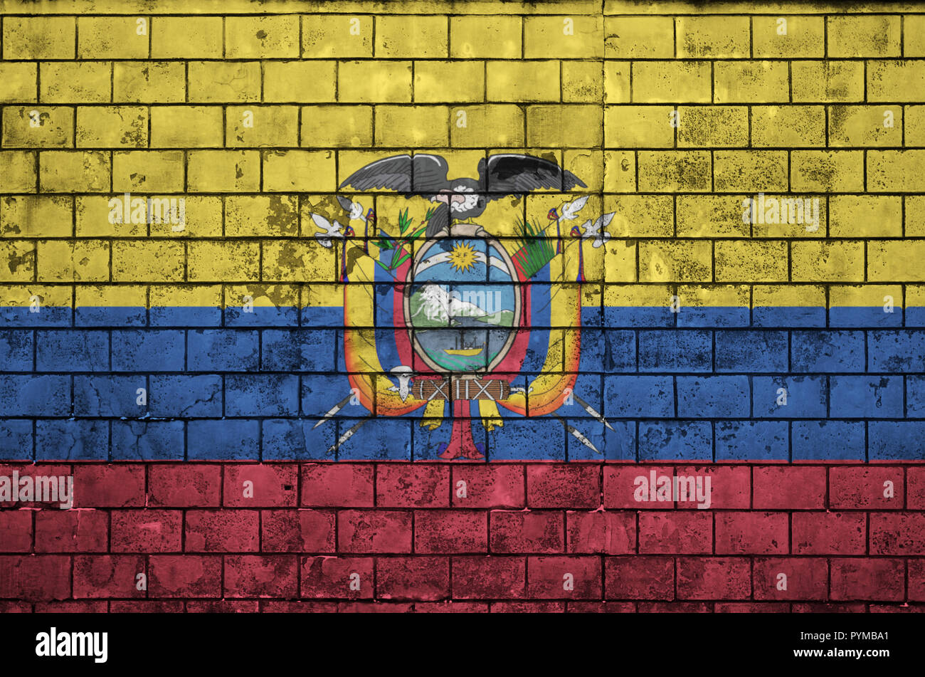 Ecuador flag is painted onto an old brick wall Stock Photo - Alamy
