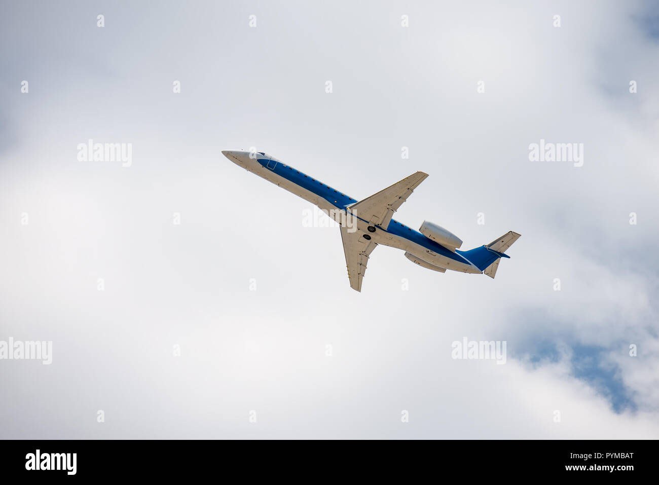 aircraft flies in the  sky  Stock Photo