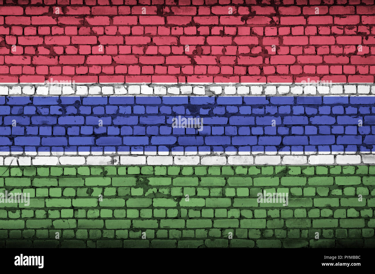 Gambia flag is painted onto an old brick wall Stock Photo - Alamy