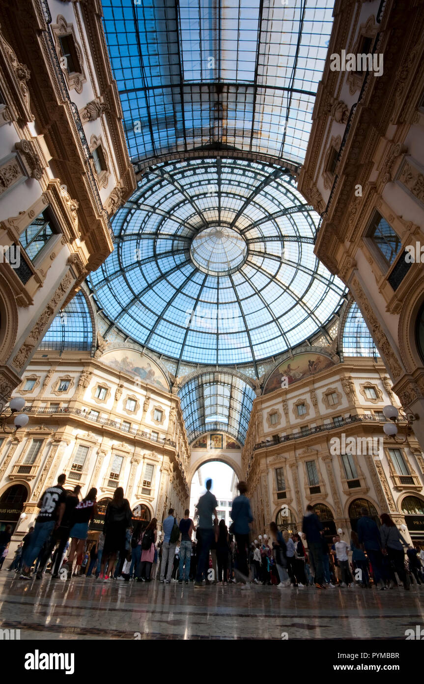 Italy, Lombardy, Milan, Vittorio Emanuele II Gallery, Ceiling Stock Photo