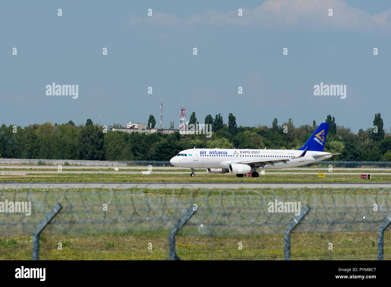 Aircraft company Air Astanf in Boryspil International Airport Stock Photo