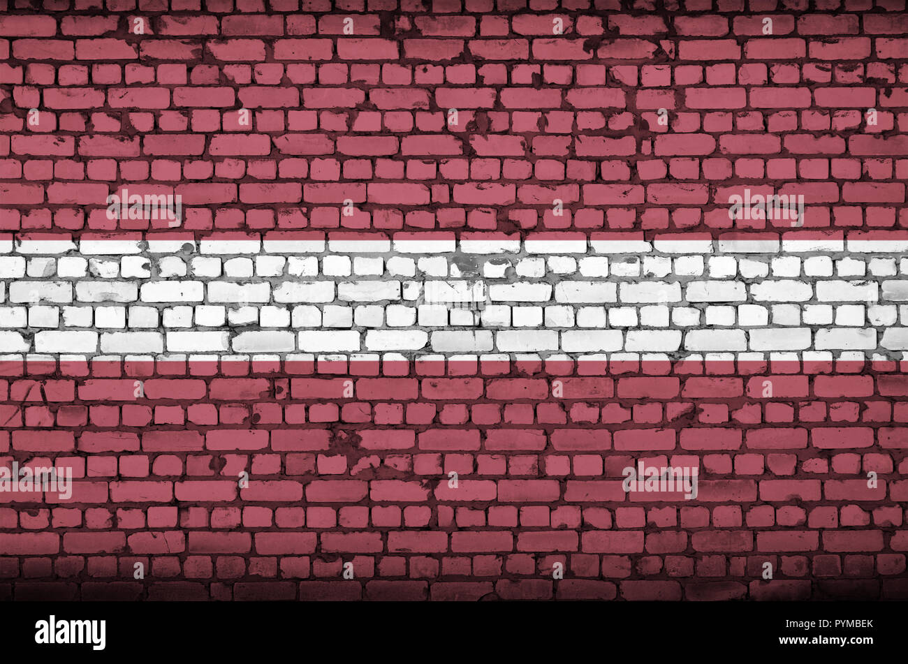 Latvia flag is painted onto an old brick wall Stock Photo - Alamy