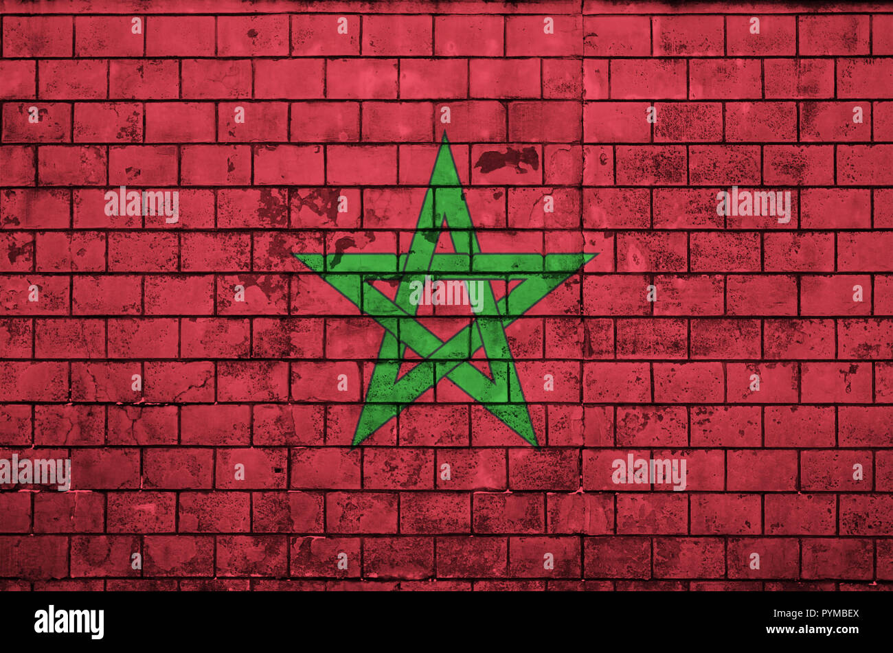 Morocco flag is painted onto an old brick wall Stock Photo - Alamy