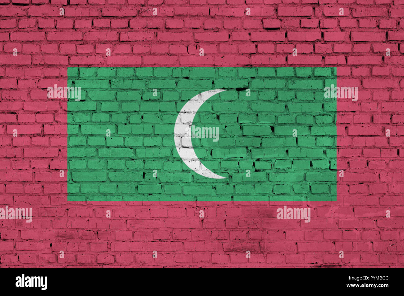 Maldives flag is painted onto an old brick wall Stock Photo - Alamy