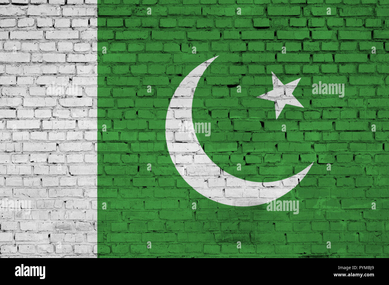 Pakistan flag is painted onto an old brick wall Stock Photo - Alamy