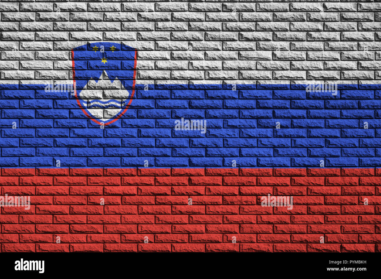 Slovenia flag is painted onto an old brick wall Stock Photo - Alamy