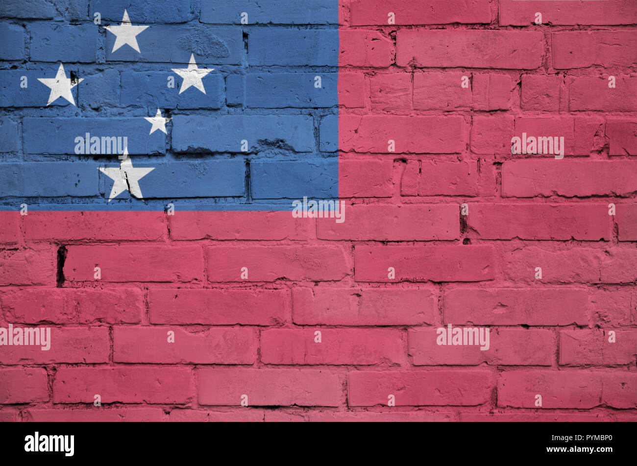 Samoa flag is painted onto an old brick wall Stock Photo - Alamy